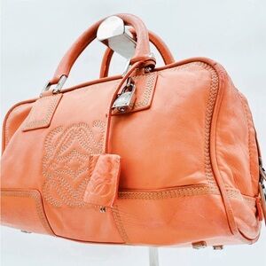 Vintage Loewe amazona 28 leather handbag - salmon/coral